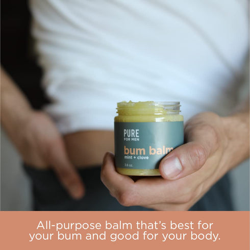 Pure for Men Bum Balm - Raw Lotion for Men, All Purpose Skin Hydration & Deodorizing Balm, 3.8 oz.
