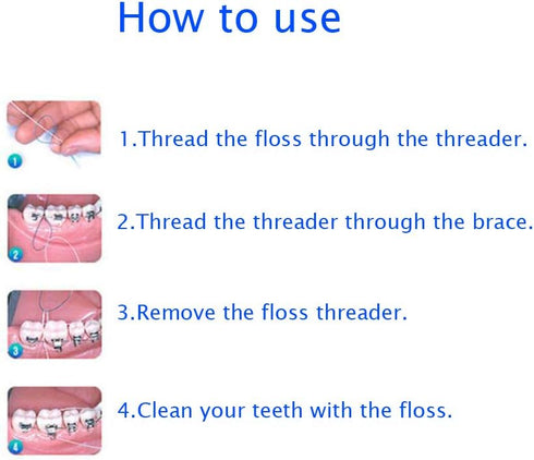Dental Floss Threaders EasyHonor for Braces, Bridges, and Implants, 210 Count (Pack of 6)
