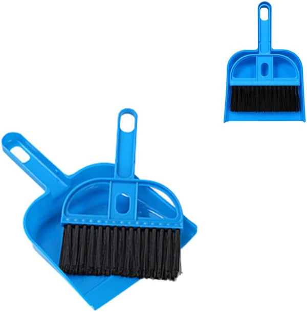 Mini Dustpan and Broom Set 1 Pcs Portable Plastic Brush Set (Blue) for Home Kitchen Sweeper Table Desk Office