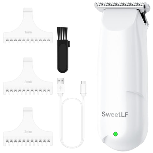 SweetLF Hair Clippers, Silent Cordless Trimmer, Mini Cutting Kit with 3 Guide Combs, USB Rechargeable, White