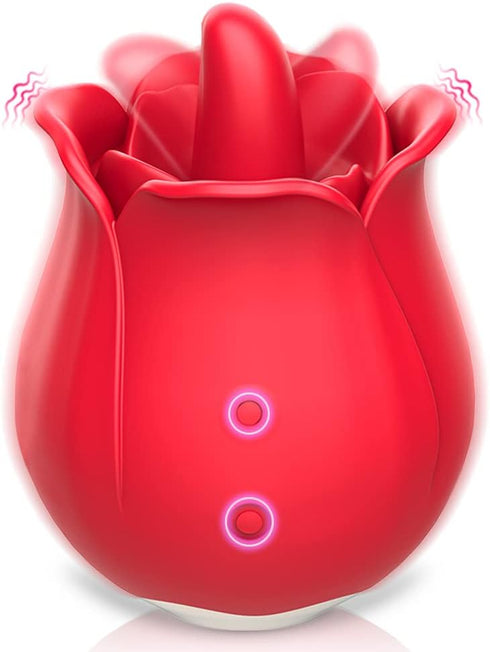 Visetoyz Rose Toy Vibrator for Women, Tongue Licking Mini Clitoral Vibrator Stimulator with
