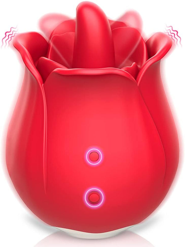 Visetoyz Rose Toy Vibrator for Women, Tongue Licking Mini Clitoral Vibrator Stimulator with