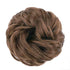 MORICA 2PCS Messy Bun Hair Piece, Fake Curly Wavy Synthetic Chignon Ponytail for Women, Light Golden Brown