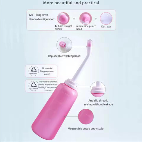 Pine shine 500ml Nozzle 17oz. Peri Bottle for Postpartum Care Portable Travel Bidet with Angled & Soft Tip, Feminine