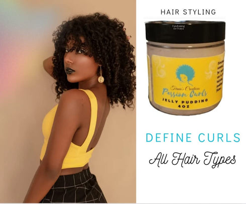 TIANA'S CREATIONS Passion Curls Jelly Pudding - Natural Styling Gel with Aloe Vera, Honey & Marshmallow Root, 4 OZ