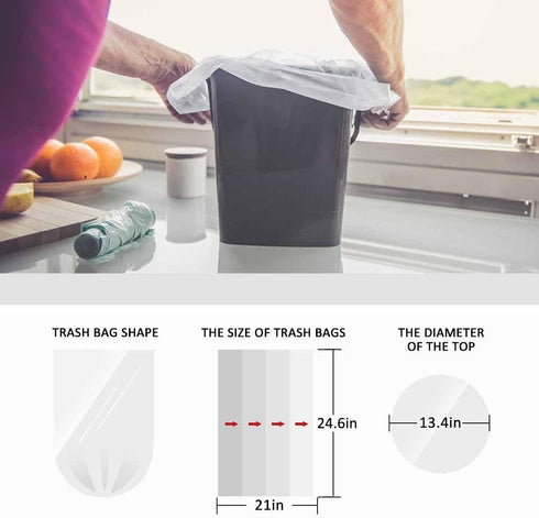 6 Gallon Strong Trash Bags, 220 Counts, Clear Garbage Bags by Teivio for Home Office Kitchen