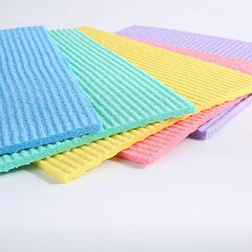 Reusable Cleaning Cellulose Sponge Cloths Absorbent Wipes Clean Kitchen Car Dish Eco-Friendly Dishcloth Hand Towel Auto - 1pack (5pcs)