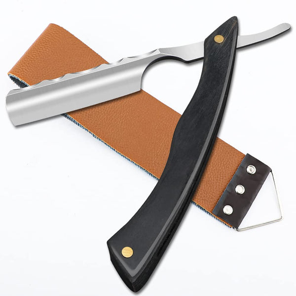 Straight Razor with Strope, Professional Stainless Steel Shaver Razor with Shaving Strop for Grooming