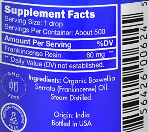 Organic Frankincense Essential Oil, Food Grade, 100% Pure for Face, 1 OZ by Zongle Therapeutics