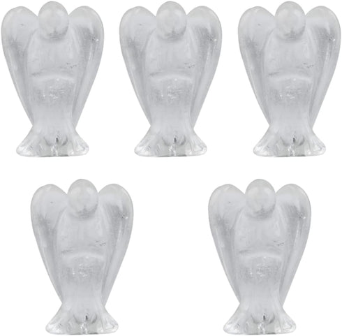mookaitedecor Set of 5 Assorted Crystal Angel Figurines, 1.5 inch Mini Guardian Angel Statue for Home Decoration