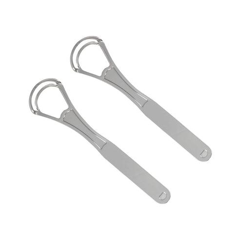 2PCS Wide-head Double Blades Tongue Cleaners Scrapers, Platinum Color