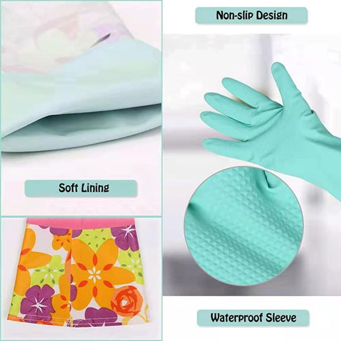 Dishwashing Rubber Gloves 3 Pairs - Aixingyun Non-Slip Household Kitchen Cleaning Gloves, Reusable PU