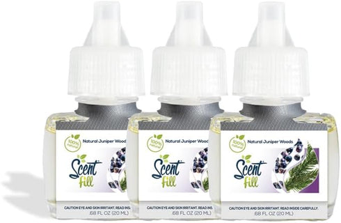 Scent Fill 100% Natural Juniper Woods Plug in Air Freshener, Scented Oil Refills, 3 Refills for Home Use