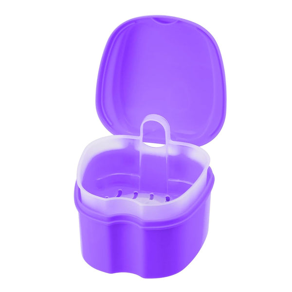 Denture Soaking Cup, Dental Retainer Case Cleaning with Strainer Basket, Orthodontic Bath Box, Mouthguard Storage