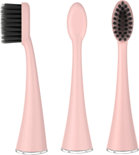 YUNCHI Replacement Toothbrush Heads for Burst Electric Toothbrush, Soft Charcoal Bristles, 10 Count, Rose Gold