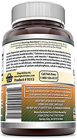 Amazing Formulas Calcium Magnesium Zinc with Vitamin D3 Supplement | Non-GMO | Gluten Free | Made in USA (300 Count, 3