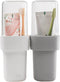 YUANstore Double-layer Simple Mouthwash Cup Couple Travel Toothbrush Storage Box Wash Set