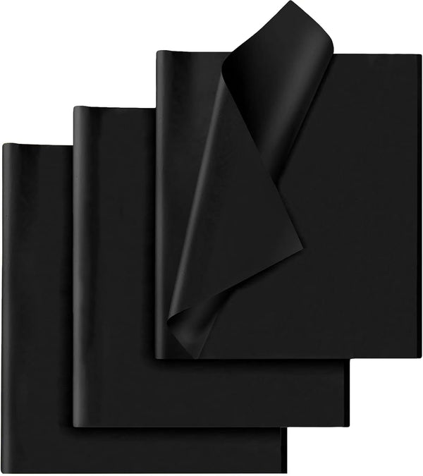 50 Sheets Black Tissue Paper for Gift Bags - 14 x 20 Inches Recyclable Black Wrapping Paper for Weddings, Birthday, DIY