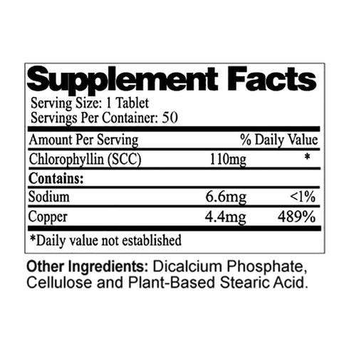 Sport Extra Strength Chlorophyll Deodorizing Supplement, Plant-Based Internal Deodorant, 50 Tabs