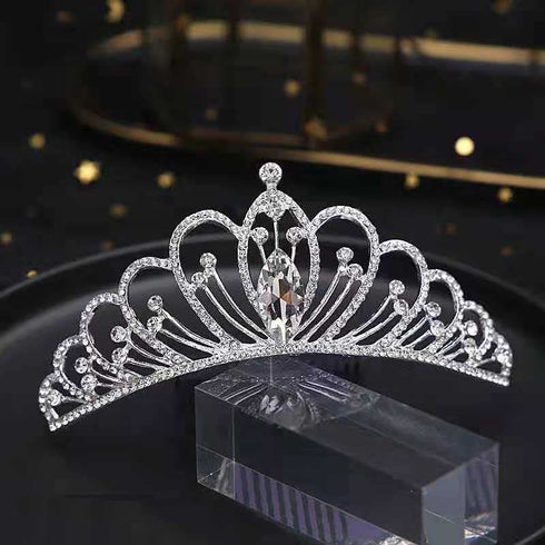 Sither Bridal Rhinestone Crown Necklace Earrings Set for Wedding Jewelry, Tiara Headband Accessories for Pageant