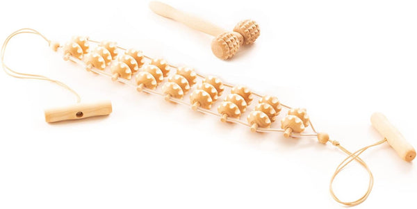 tuuli Wooden Massage Roller Set - Maderotherapy Massage Stick Relaxing Muscles, Self-Care