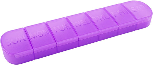 Wopanxye Weekly Pill Organizer, Once a Day, 7-Day Pill Box Container, Matte Purple,