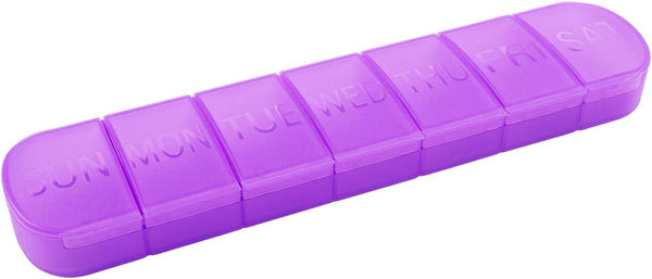 Wopanxye Weekly Pill Organizer, Once a Day, 7-Day Pill Box Container, Matte Purple,