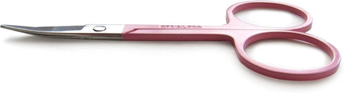 Precision Stainless Steel Eyebrow Tweezers Set, Pointed and Slanted Tip, Curved Brow Scissors, Pink Travel Case