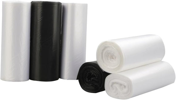 Small Trash Bags, 4 Gallon, Black, Clear and White, 150 Counts
