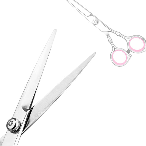 Professional Home Hair Cutting Kit, Quality Home Haircutting Scissors with Comb and Case (Pink)