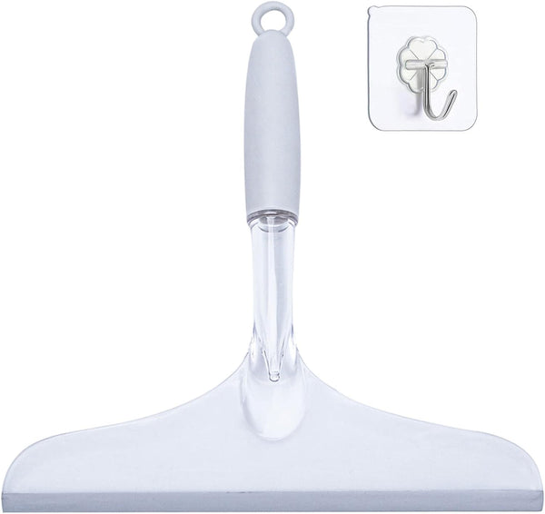 10'' Shower Squeegee for Bathroom Glass Doors and Mirrors, Clear Plastic Water Wiper for Car Windshield Cleaning