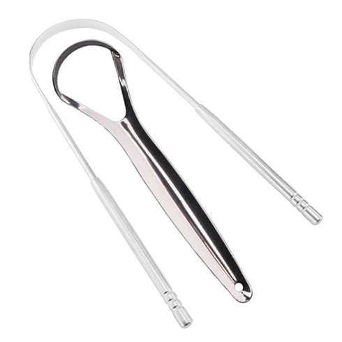 Stainless Steel Tongue Scraper, Semicircle Cleaner for Adults, Reduces Bad Breath, Oral Care Tool