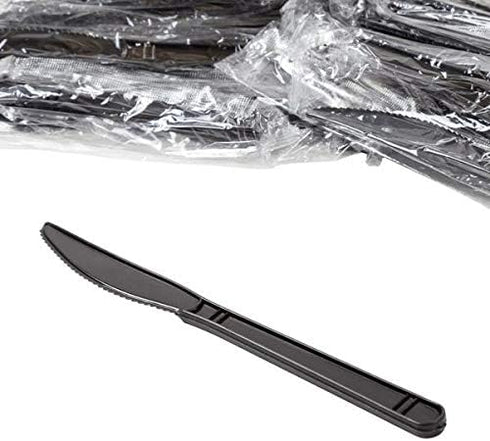 Heavy Weight Plastic Knife, Individually Wrapped (100, Black Knife)