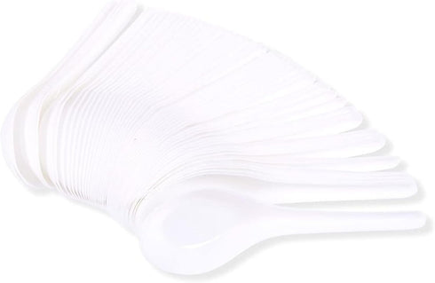 Juvale 50-Pack Disposable Plastic Chinese Soup Spoons, 5.4 x 1.5 Inches, White