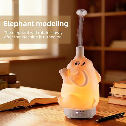 Mor bou Morbou Rotating Elephant Diffuser with Color Gradient Light, Ultrasonic Silent Essential Oil Diffuser for Home