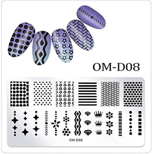 WOKOTO 5Pcs Nail Plates Stamping Set with Classic Geometric Stars Nail Art Kit