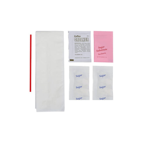 WNA 612239 6-Piece Coffee Condiment Kit, 17" Width x 12" Length 1-Ply Napkin