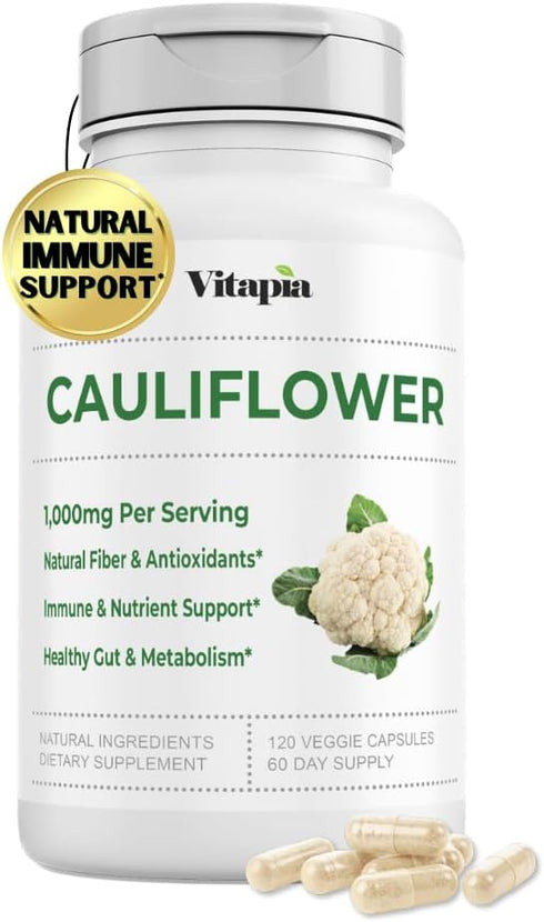 Organic Cauliflower Superfood Veggies Powder Supplement | Natural Sulforaphane, Vitamins & Minerals | 120 Vegetable