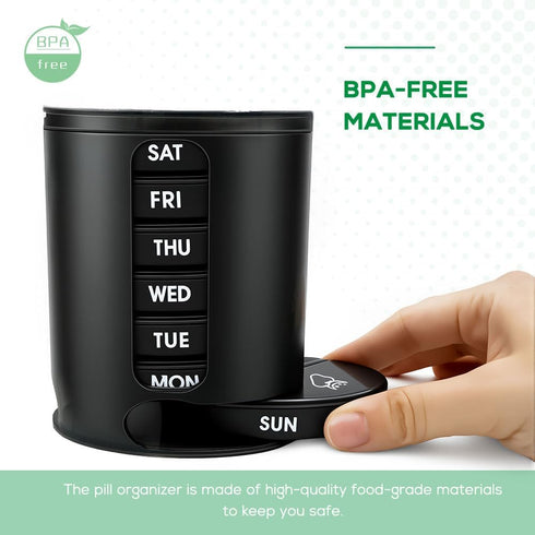 Weekly Pill Organizer (Twice-A-Day), Portable 7 Day Pill Box Case with AM/PM Compartments for Supplements