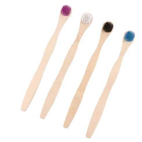 Scraper Bamboo Brush for Adults, Oral Deep Cleaning Toothbrush, 4pcs (White Blue Black Violet)