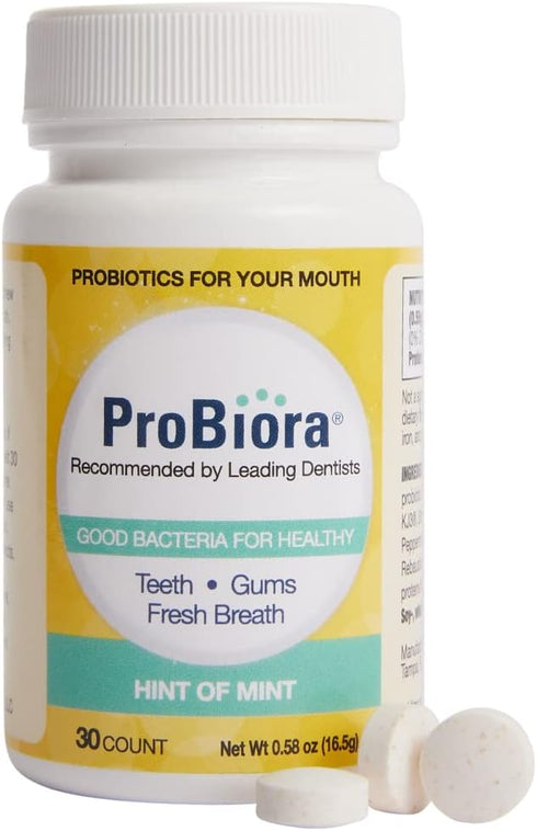 ProBiora Oral Probiotics, 30 Mint Tablets for Improved Oral Health and Bad Breath Treatment