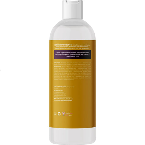 Lemon Sage Shampoo for Oily Hair - Sulfate Free Clarifying Shampoo with Keratin and Tea Tree Oil