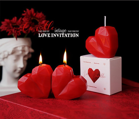 NatureMan 2 Pcs Valentine's Day Heart Candles- Red Love Heart Shape Scented Candles- Handmade Aromatherapy Candles