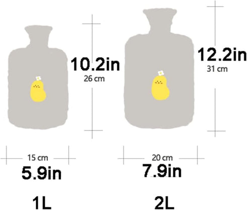 TIANYIA Reusable Unique Hot Water Bottle with Soft Cover, Leak Proof Hot Water Bag for Hand & Feet Warmer for Kids, Men