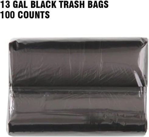 13 Gallon Trash Bags, 100 Count, Black Tall Kitchen Garbage Bags for Multi-purpose Use
