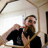 ZEUS Boar Bristle Beard & Mustache Brush for Men, 5.5" Firm-Bristle Small Travel Brush - Made in Germany