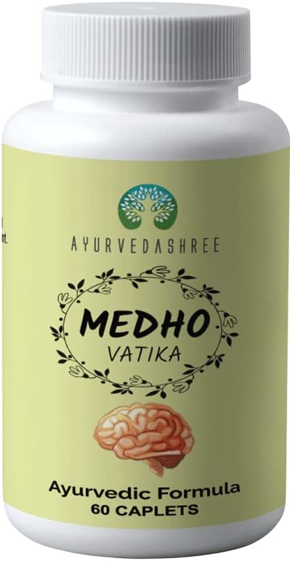 AYUREVDASHREE Medho Vatika, 60 Caplets, Each 1000 MG with 8 Natural Herbs