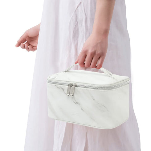Meiyuuo Makeup Bag, Small Cosmetic Bags for Women, Waterproof Zipper Pouch Makeup Organizer (White Marble)