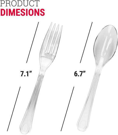 2X Heavy Duty Clear Plastic Spoons, Individually Wrapped 100 Count, Perfect for Catering and Parties