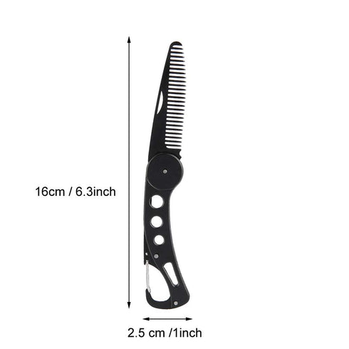 Men's Stainless Steel Folding Multifunctional Pocket Comb, Delaman, for Beard and Mustache Styling